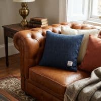 Harris Tweed Navy Herringbone Square Cushion Cover 40 cm x 40 cm Made in Scotland