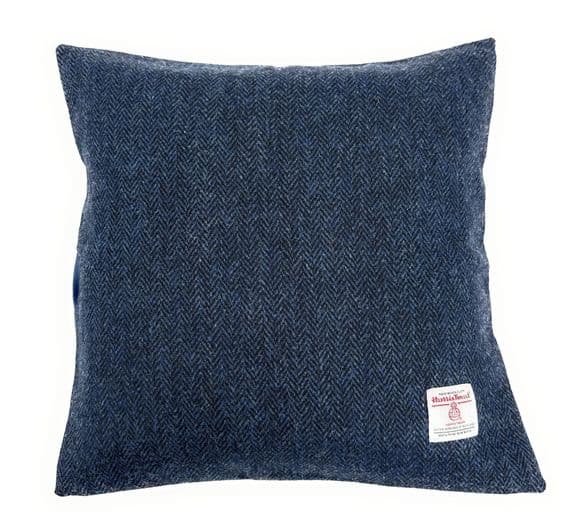 Harris Tweed Navy Herringbone Square Cushion Cover 40 cm x 40 cm Made in Scotland