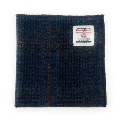 Harris Tweed Navy Houndstooth Check Handmade Pocket Square