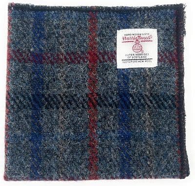 Harris Tweed Slate Grey Check Handmade Pocket Square