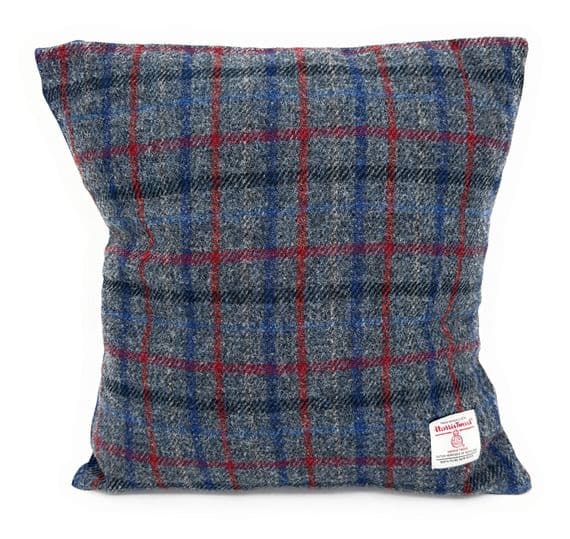 Harris Tweed Slate Grey Check Square Cushion Cover 40 cm x 40 cm Made in Scotland