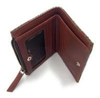 Harris Tweed Women's Macleod Tartan Real Leather Bifold Wallet, Card Holder with Zipper Coin Pocket