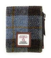Harris Tweed Women's Macleod Tartan Real Leather Bifold Wallet, Card Holder with Zipper Coin Pocket