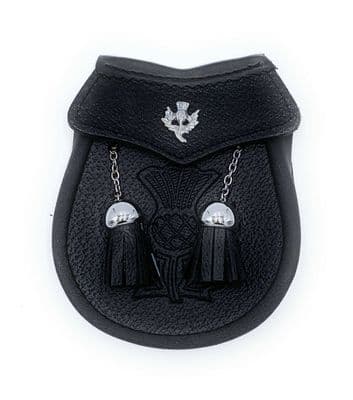 Kids Thistle Embossed  Kilt Sporran Thistle Emblem & Chain Belt 216B