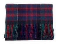 Macdonald Of Clanranald Tartan Lambswool  Clan Scarf  Unisex 180 cm x 30 cm