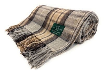 Mackeller Natural New Wool Large Tartan Blanket Throw Rug