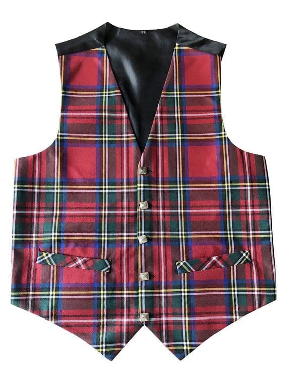Men's 5 Button Tartan Waistcoat Royal Stewart 36-48