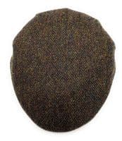 Men's Brown Fleck Harris Tweed Flat Cap  One Size