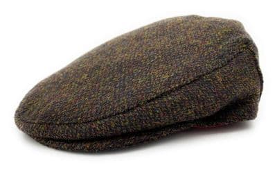 Men's Brown Fleck Harris Tweed Flat Cap  One Size