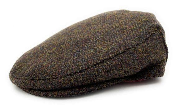 Men's Brown Fleck Harris Tweed Flat Cap  One Size