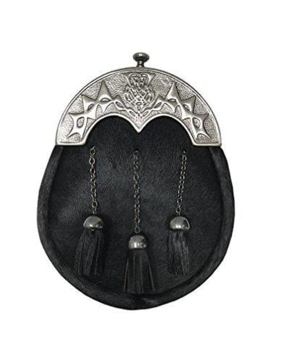 Men's Full Dress Antique Thistle Design Kilt Sporran & Chain Belt