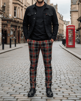 Men's Stewart Black Scottish Tartan Trousers