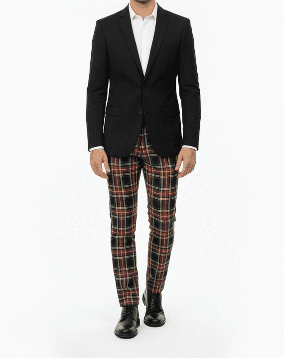 Men's Stewart Black Scottish Tartan Trousers
