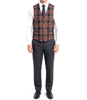 Men's Stewart Black Tartan Waistcoat