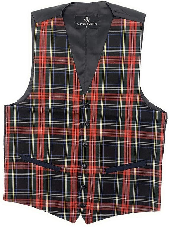 Men's Tartan Waistcoat Black Stewart S-3XL