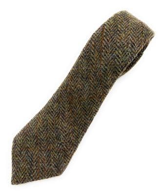 Mens Harris Tweed  Brown  Herringbone Necktie Hand Made in the UK