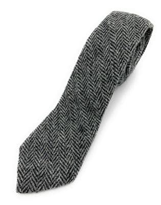 Mens Harris Tweed Grey Herringbone Necktie Hand Made in the UK