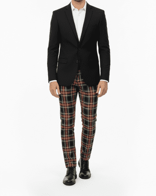 Mens Scottish Tartan Trousers Black Stewart