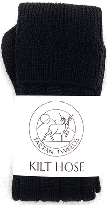 Mens Scottish Wool Kilt Hose Socks Plain Black