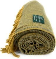 Mustard Grey Herringbone 100% Wool Large Blanket Throw