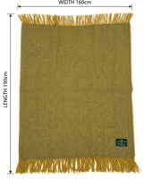 Mustard Grey Herringbone 100% Wool Large Blanket Throw