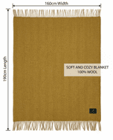 Mustard Herringbone 100% Wool Large Blanket Throw