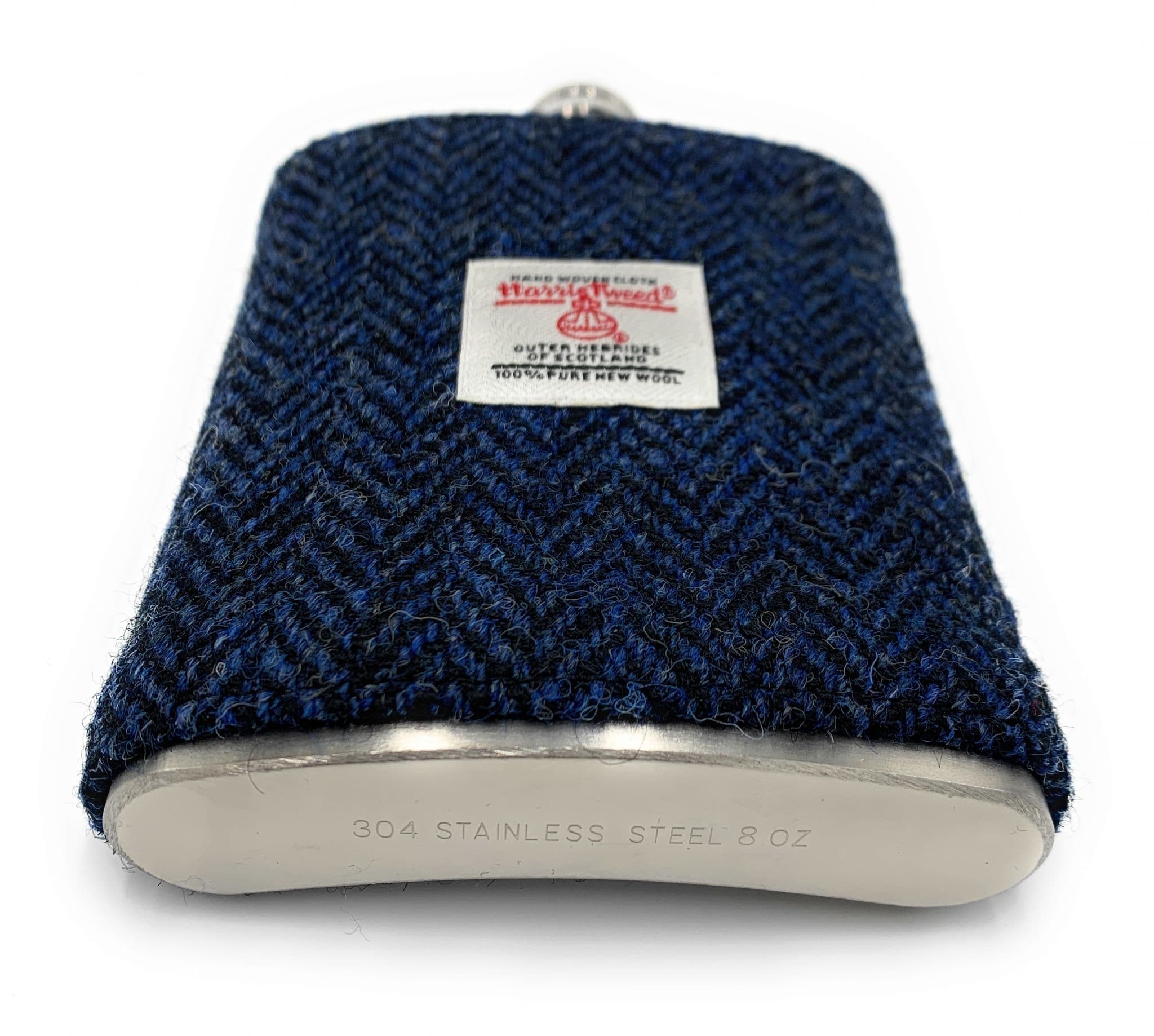 Harris Tweed Hunting Hip Flask - 8oz Black Tartan Hip Flask