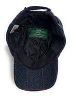 Navy Herringbone Tweed Baseball Cap | Unisex Adjustable Hat
