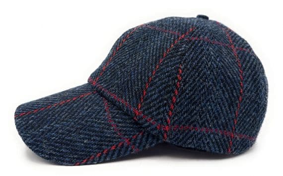 Navy Herringbone Tweed Baseball Cap | Unisex Adjustable Hat