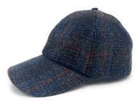 Navy Houndstooth Harris Tweed Baseball Cap | Adjustable Unisex Hat