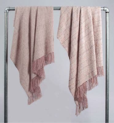 Pink 100% Alpaca Throw, Handwoven, Lightweight, Warm Blanket, 150cm x 128cm