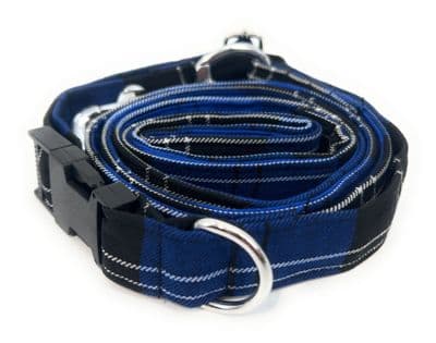 Ramsay Blue Tartan Dog Collar And Lead Set