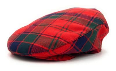 Robertson Red Tartan Flat Cap Comfort Fit Quilted Lining Made in Scotland