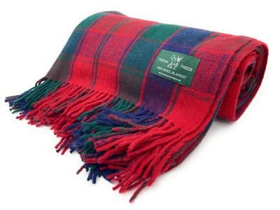 Robertson Red Wool Large Tartan Blanket  Throw Rug