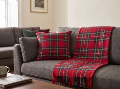 Royal Stewart Tartan Square Cushion Cover 40cm x 40cm Made in Scotland