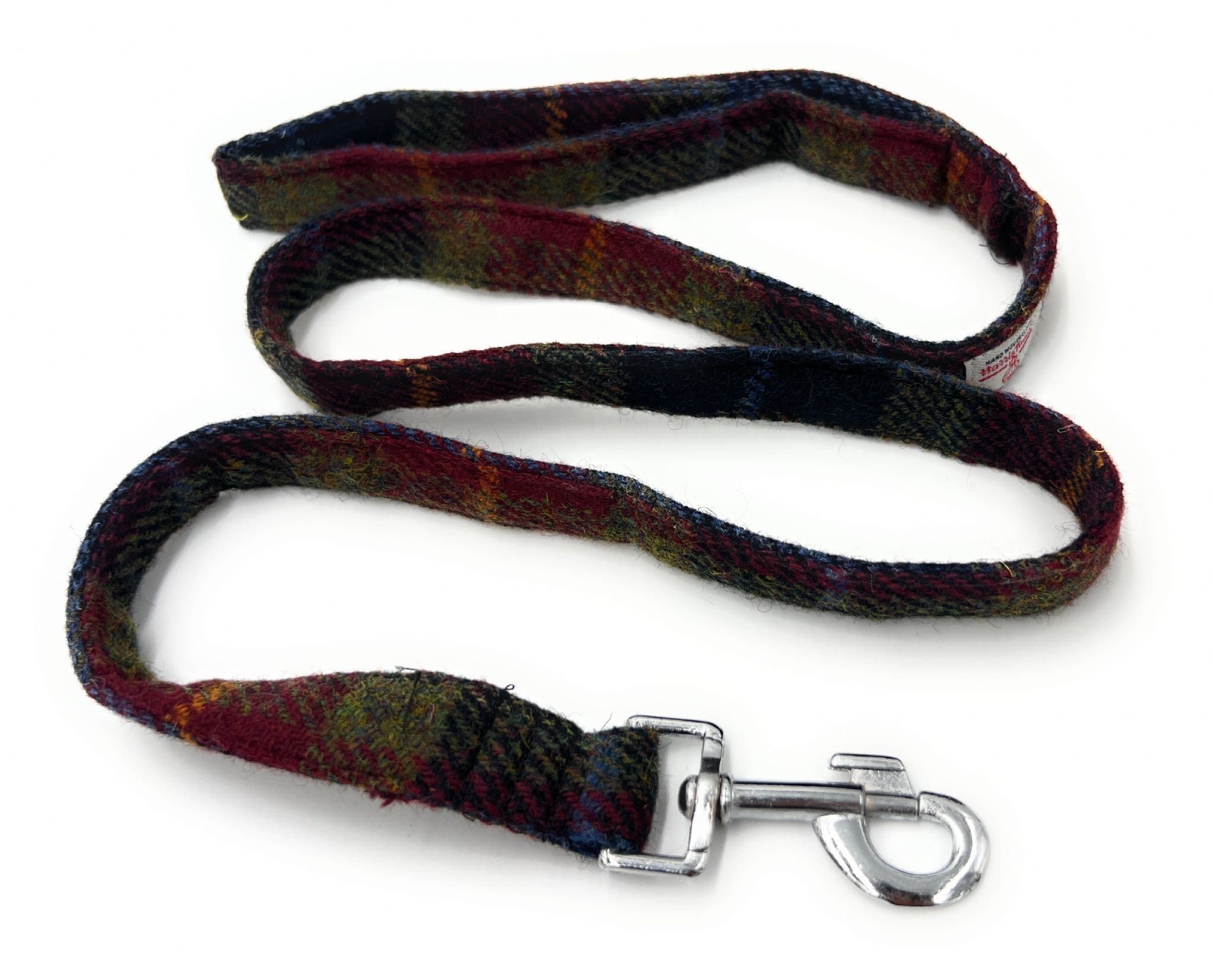 Harris Tweed Dog Collar & Lead Set – Adjustable, Made In UK (Red, Blue, Yellow Multi)