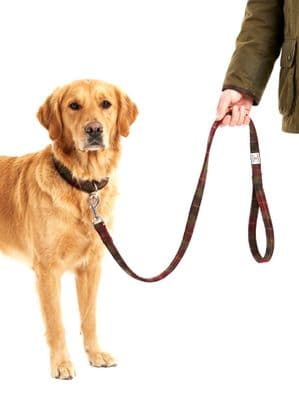 Rust Check Harris Tweed Dog Lead
