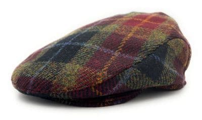 Rust Check Harris Tweed Flat Cap Made in Scotland S-XXL