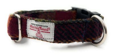 Rust Check Harris Tweed Tartan Dog Collar