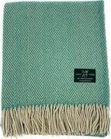 Sea Green Herringbone 100% Wool Large Blanket Throw