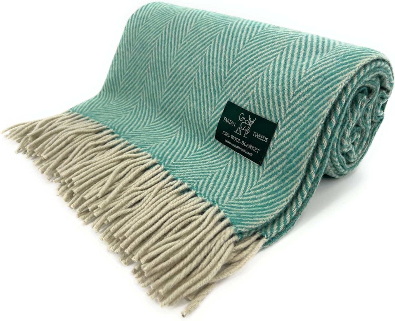 Herringbone Throw Soft Aqua Throw Blanket Bronte By Moon Aqua