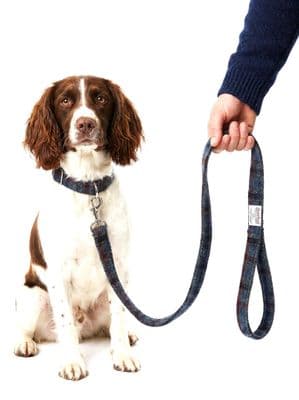 Slate Grey Check Harris Tweed Dog Lead