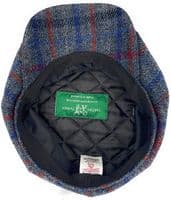 Slate Grey Check Harris Tweed Newsboy Cap  Made in Scotland S-XXL