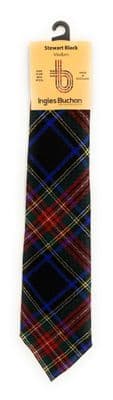 Stewart Black Wool Tartan Necktie Made In Scotland