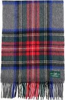 Stewart Grey Check Extra Fine Pure Cashmere Scarf 180 cm x 30 cm