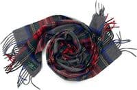 Stewart Grey Check Extra Fine Pure Cashmere Scarf 180 cm x 30 cm
