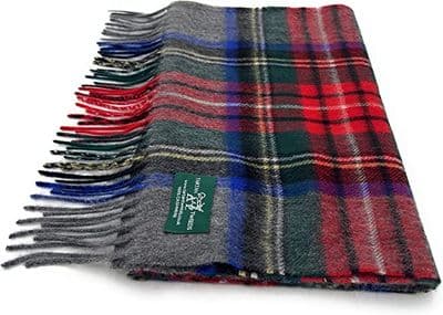 Stewart Grey Check Extra Fine Pure Cashmere Scarf 180 cm x 30 cm