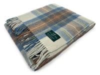 Stewart Muted Blue New Wool Large Tartan Blanket Throw Rug