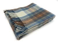 Stewart Muted Blue New Wool Large Tartan Blanket Throw Rug