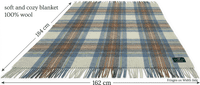 Stewart Muted Blue New Wool Large Tartan Blanket Throw Rug